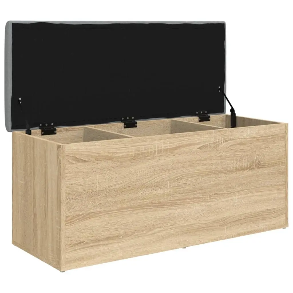 Storage Bench Brown Engineered Wood 102 x 42 x 45 cm Padded Seat