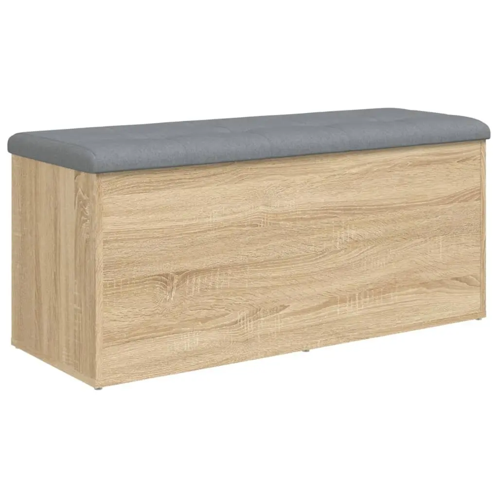 Storage Bench Brown Engineered Wood 102 x 42 x 45 cm Padded Seat
