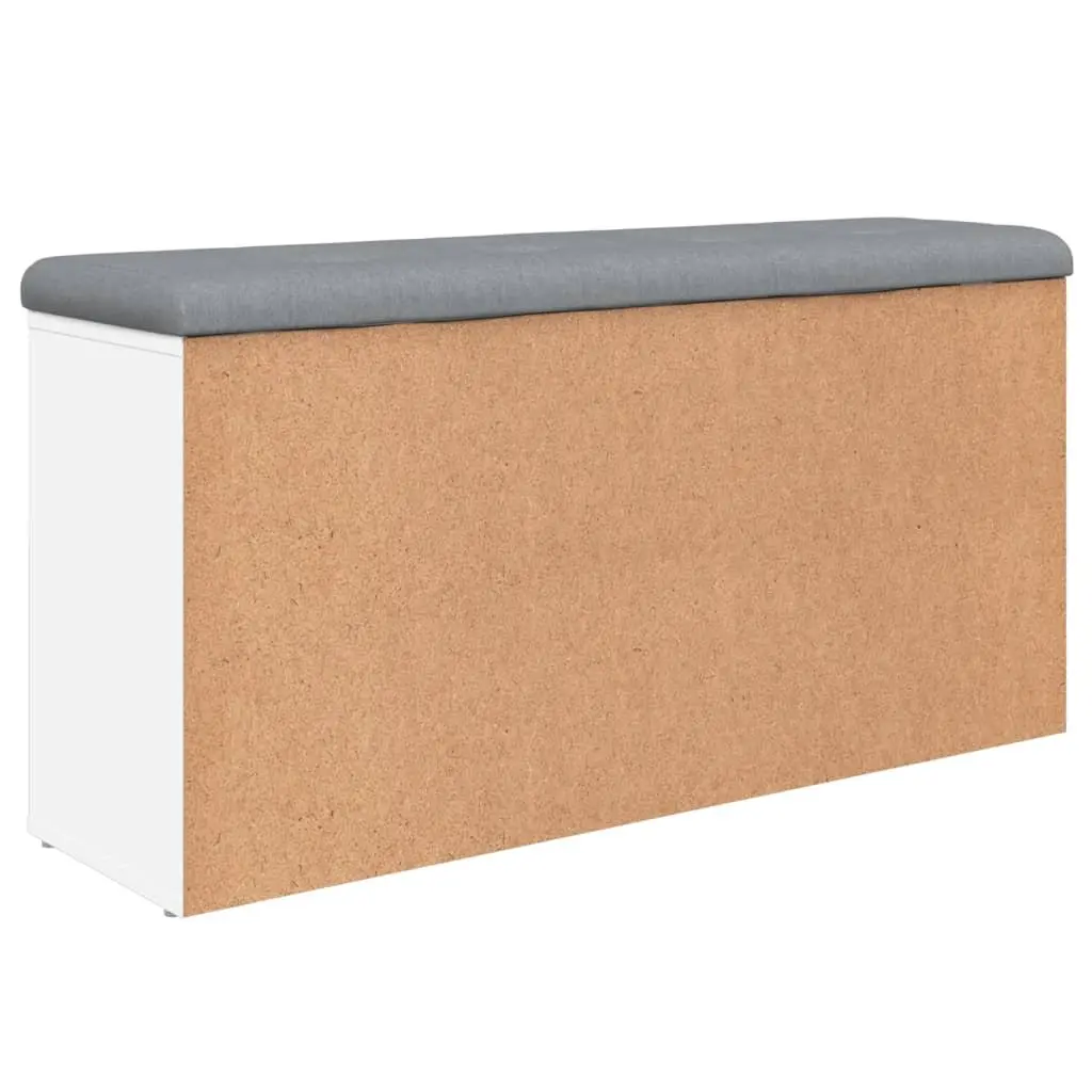 White Shoe Storage Bench with Padded Seat