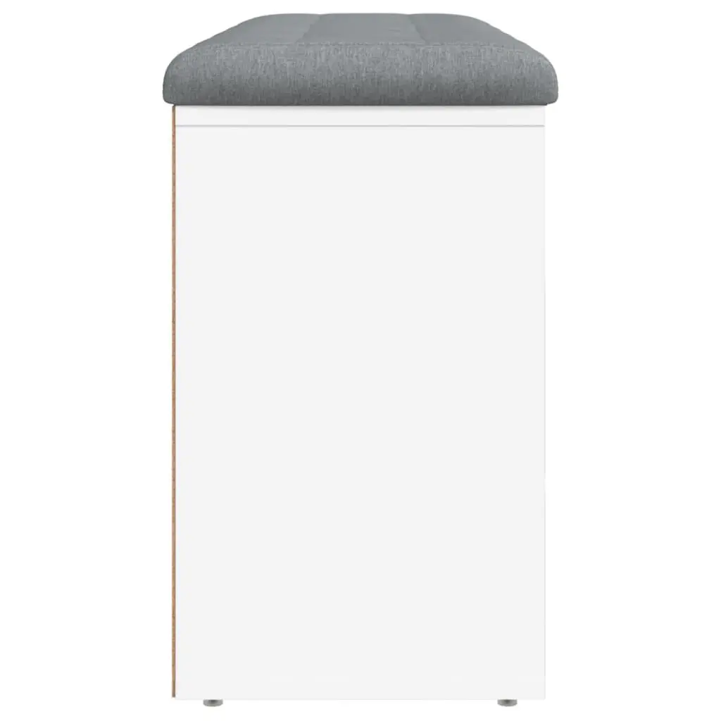 White Shoe Storage Bench with Padded Seat