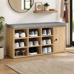 Sonoma Oak Shoe Bench with Padded Seat and Storage