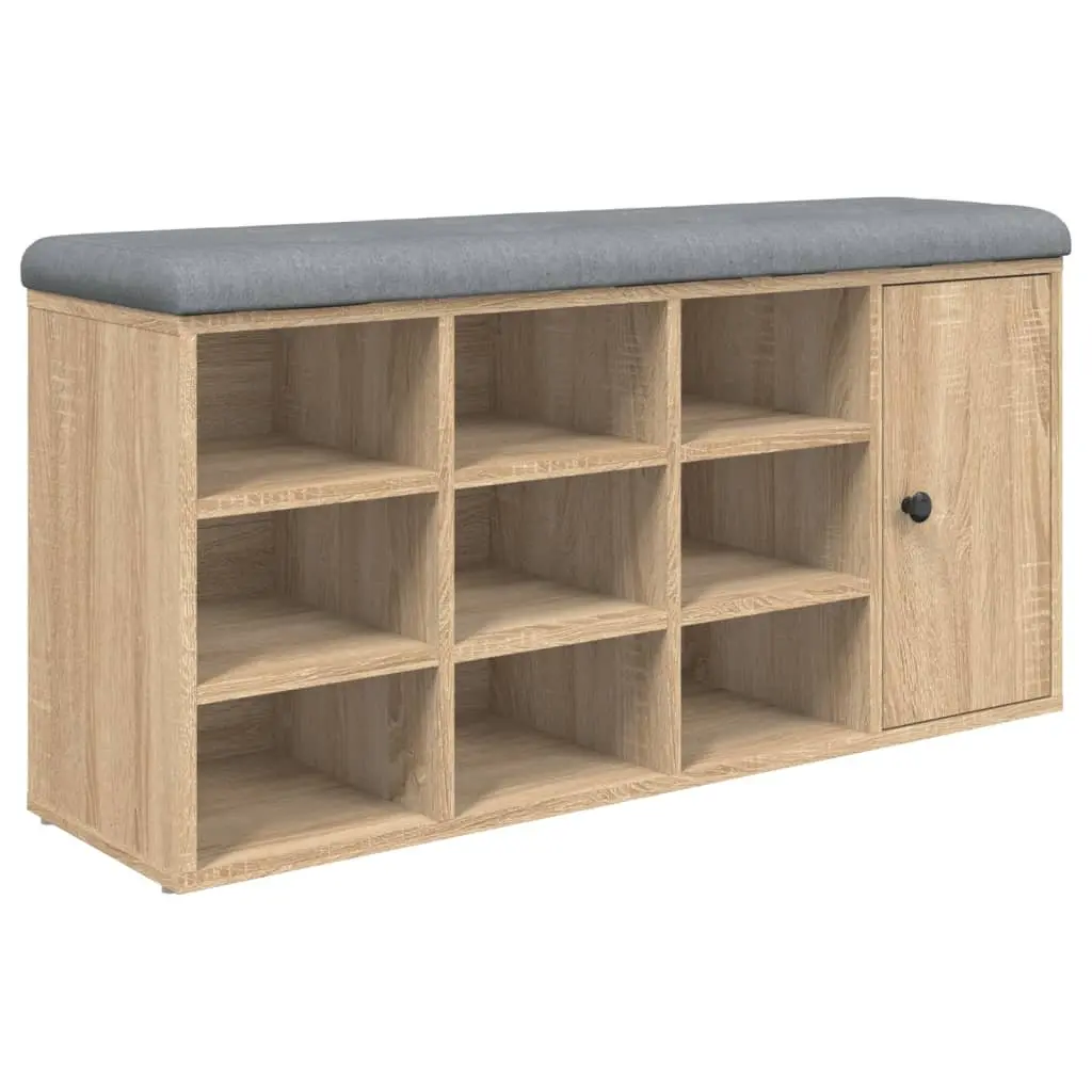 Sonoma Oak Shoe Bench with Padded Seat and Storage