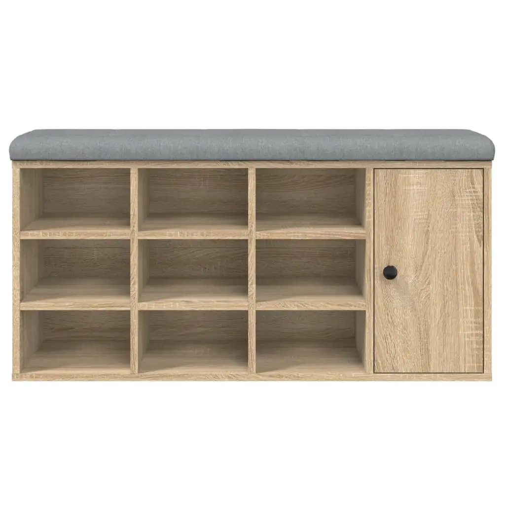 Sonoma Oak Shoe Bench with Padded Seat and Storage