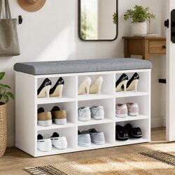 Padded Shoe Bench for Organized Entryway Seating