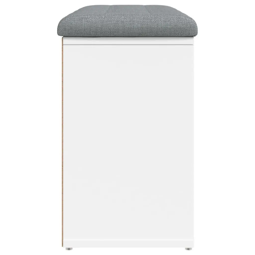 Shoe Bench White Padded Cushion Storage Seating Engineered Wood 82L x 32W x 50H cm