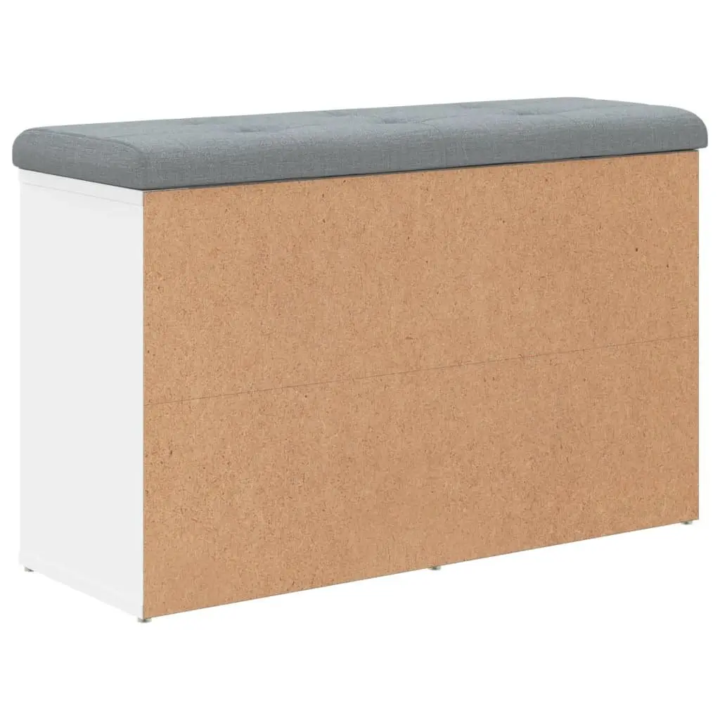 Shoe Bench White Padded Cushion Storage Seating Engineered Wood 82L x 32W x 50H cm