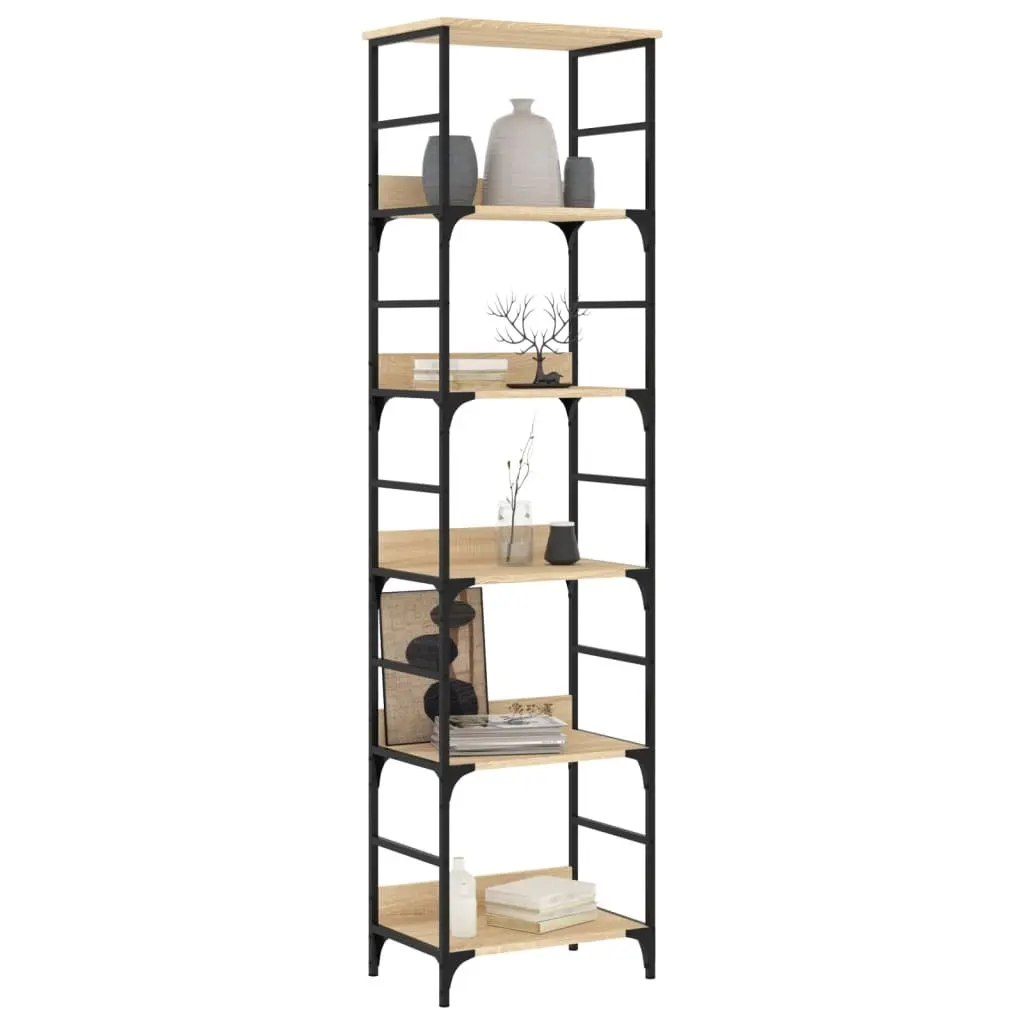 Bookshelf Storage Shelving Unit 5 Compartments 50x33x188.5cm Standing Rack Brown