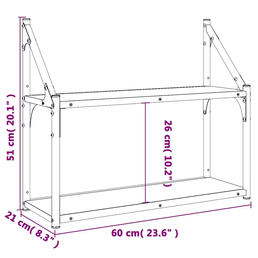 2-Tier Wall Shelf Floating Display Storage Brown Engineered Wood