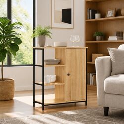 Elegant Brown Engineered Wood Sideboard Storage Cabinet