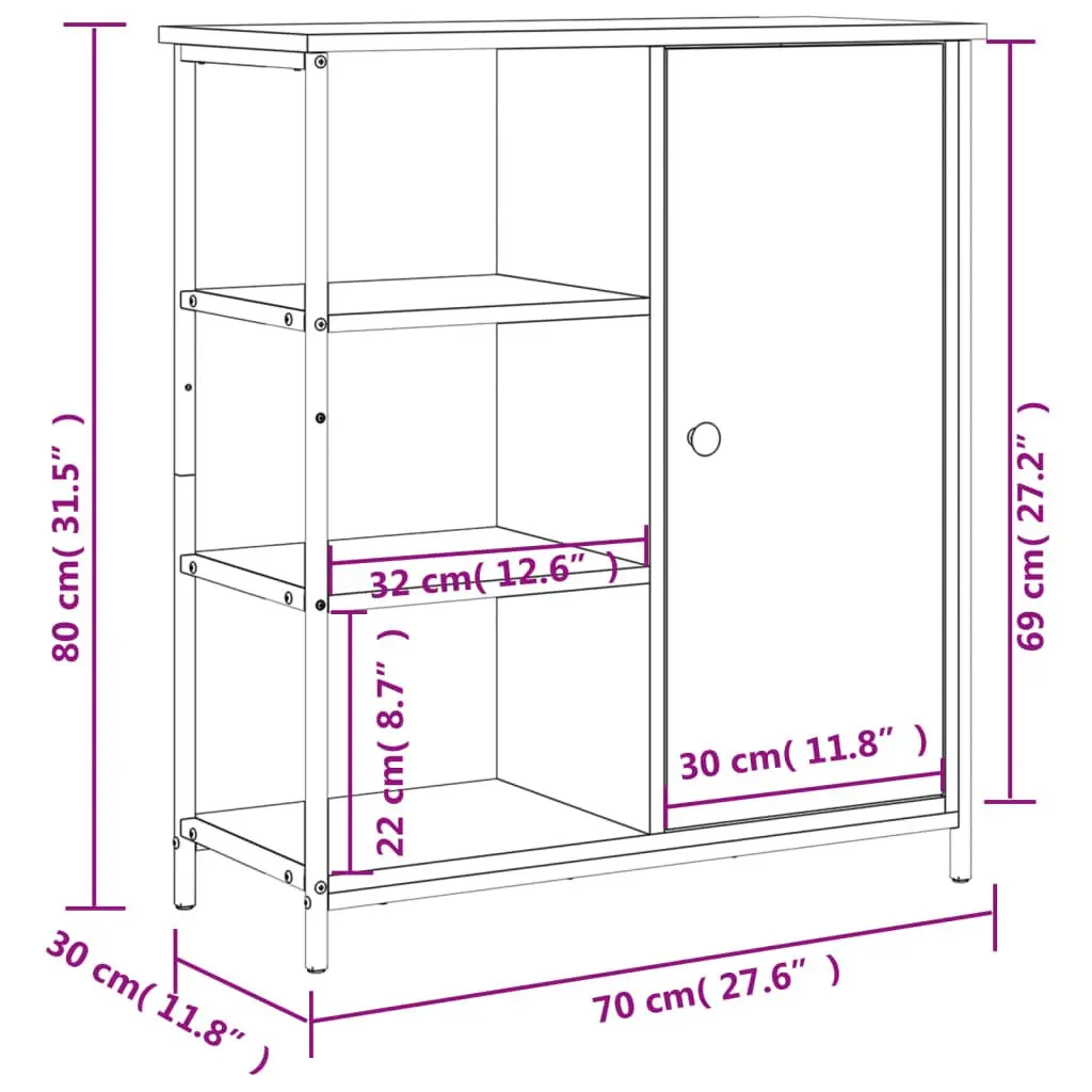 Brown Engineered Wood Sideboard Storage Cabinet
