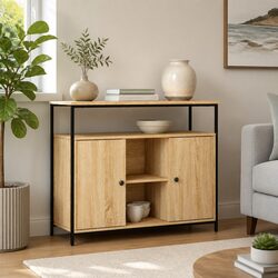 Brown Engineered Wood Sideboard with Ample Storage