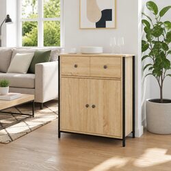 Brown Engineered Wood Sideboard Storage Cabinet 70x30x80cm
