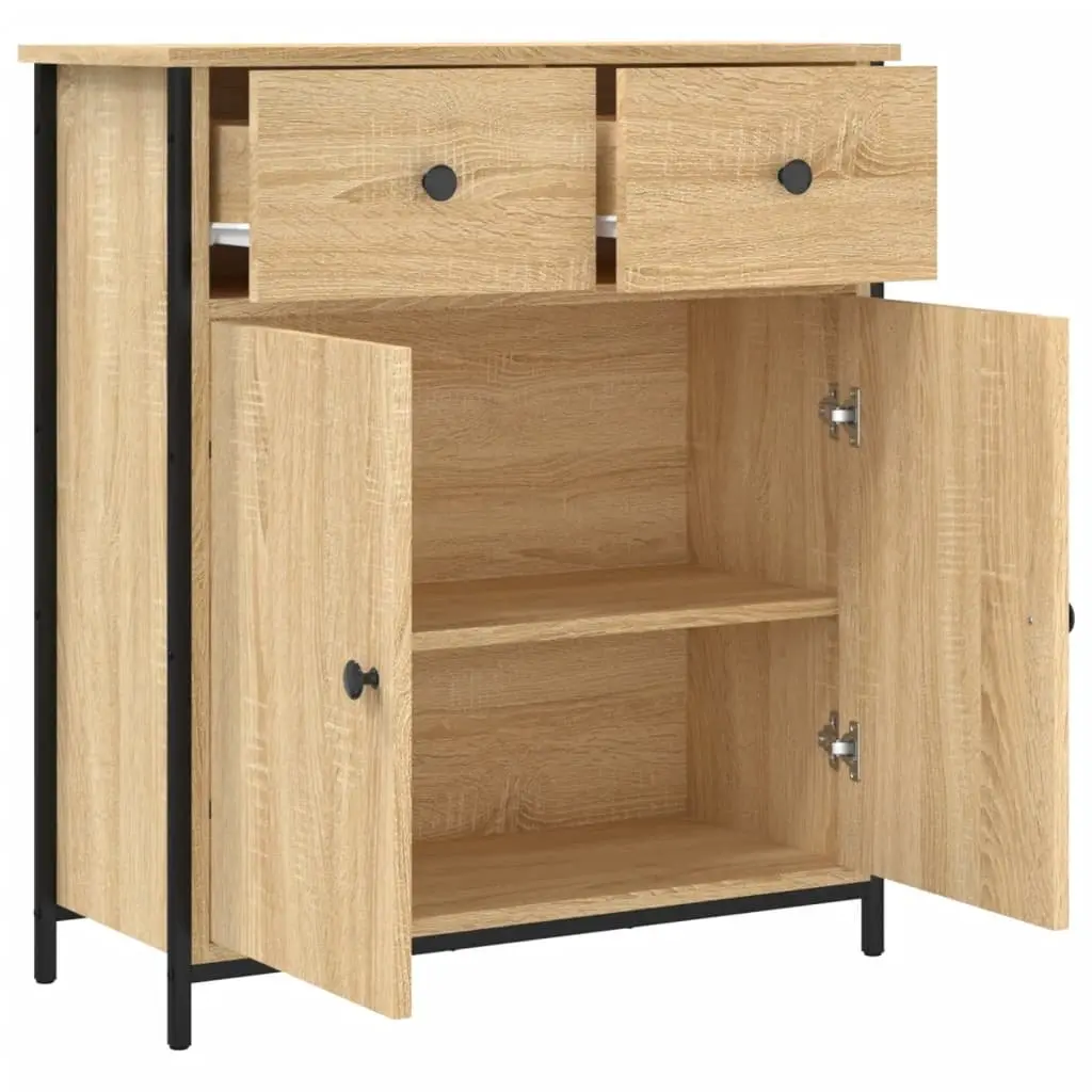 Brown Engineered Wood Sideboard Storage Cabinet 70x30x80cm