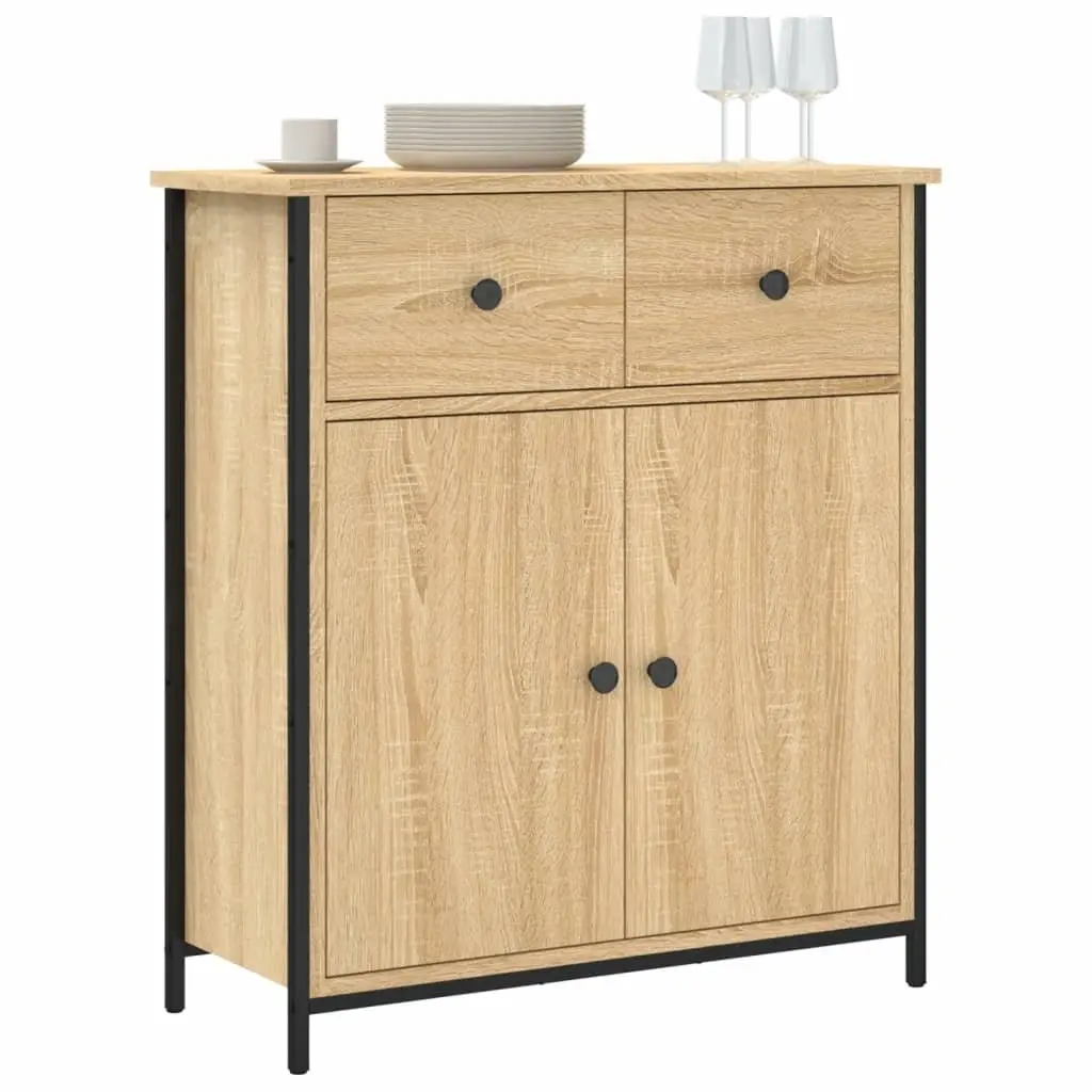 Brown Engineered Wood Sideboard Storage Cabinet 70x30x80cm
