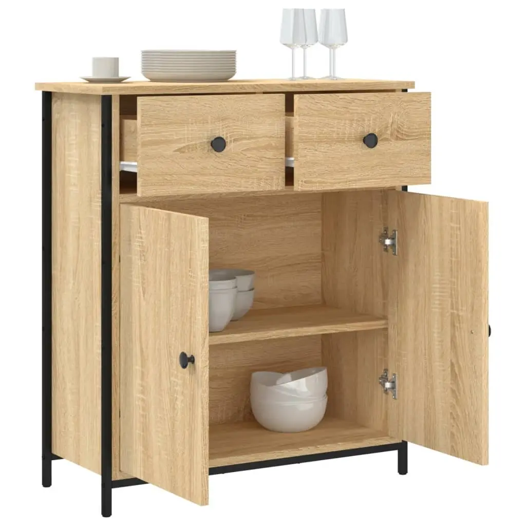 Brown Engineered Wood Sideboard Storage Cabinet 70x30x80cm