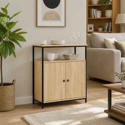 Brown Engineered Wood Sideboard Storage Cabinet