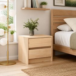 Solid Pine Wood Bedside Cabinet with 2 Drawers