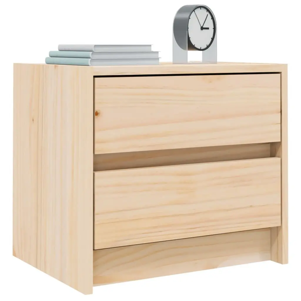 Bedside Cabinet Solid Pine Wood 40x31x35.5 cm 2 Drawer Bedroom Storage Table