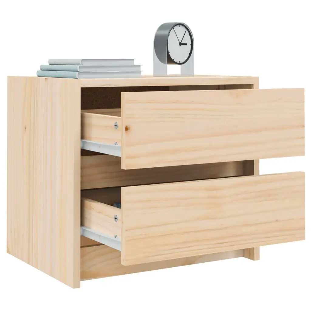 Bedside Cabinet Solid Pine Wood 40x31x35.5 cm 2 Drawer Bedroom Storage Table