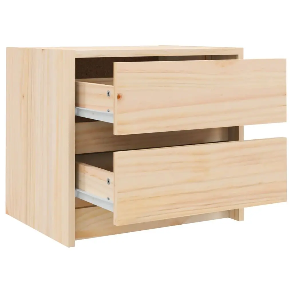 Bedside Cabinet Solid Pine Wood 40x31x35.5 cm 2 Drawer Bedroom Storage Table