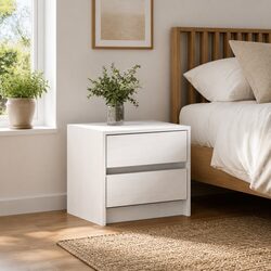 Elegant White Bedside Cabinet in Solid Pine Wood