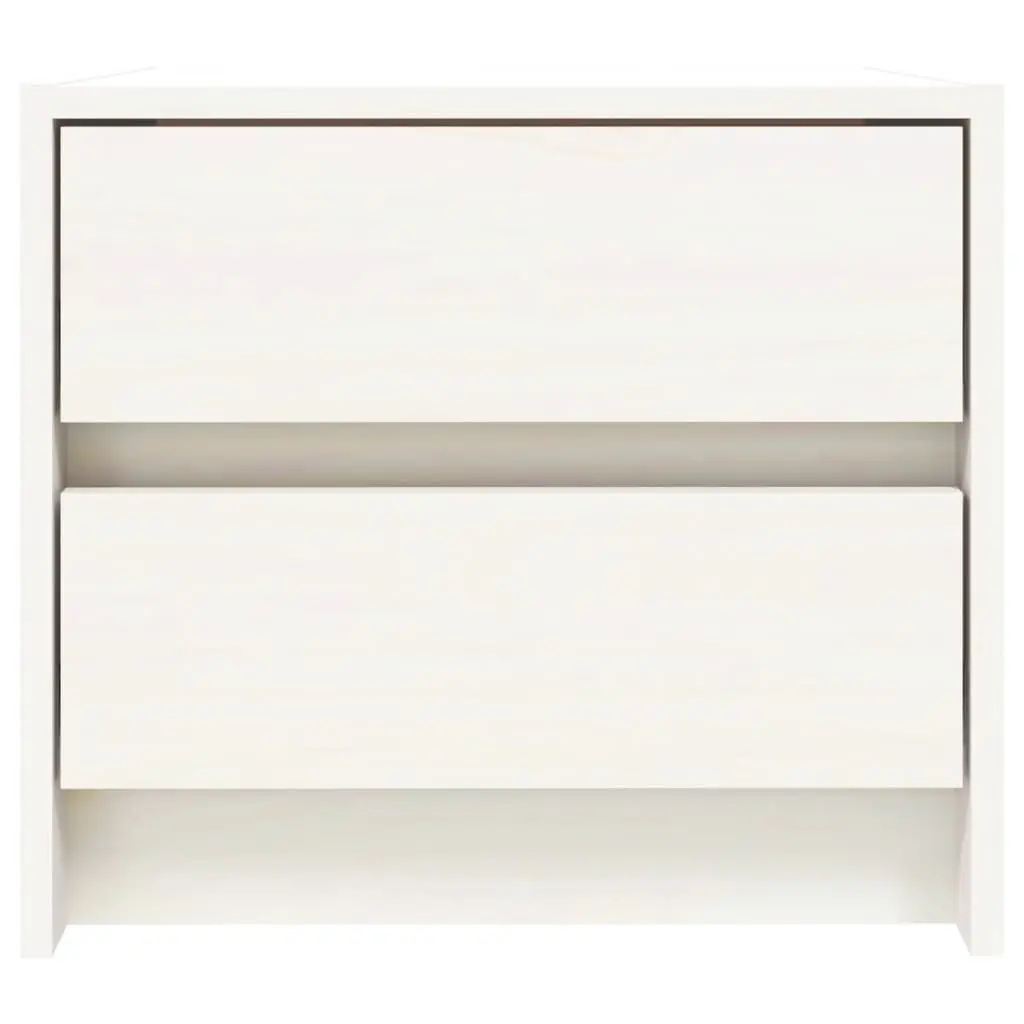 White Nightstand Solid Pine Wood 2 Drawer Bedside Table