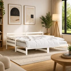White Pine Wood Daybed with Trundle for Storage