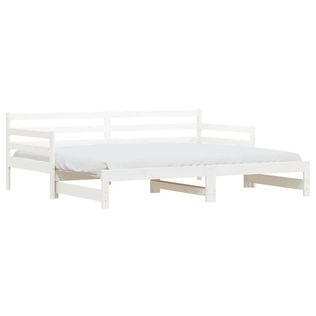 Daybed White Solid Wood 90x190 cm with Trundle