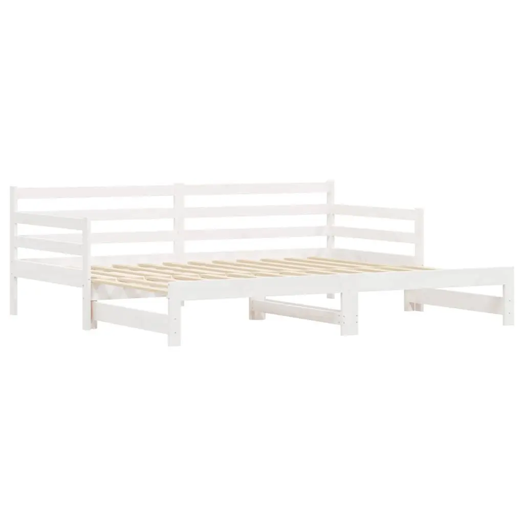 Daybed White Solid Wood 90x190 cm with Trundle