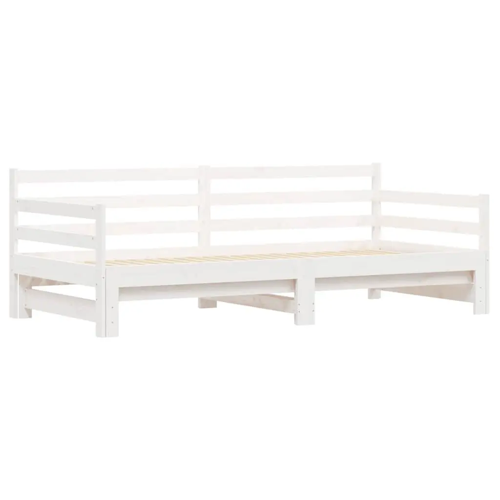 Daybed White Solid Wood 90x190 cm with Trundle