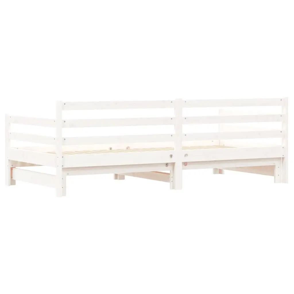Daybed White Solid Wood 90x190 cm with Trundle