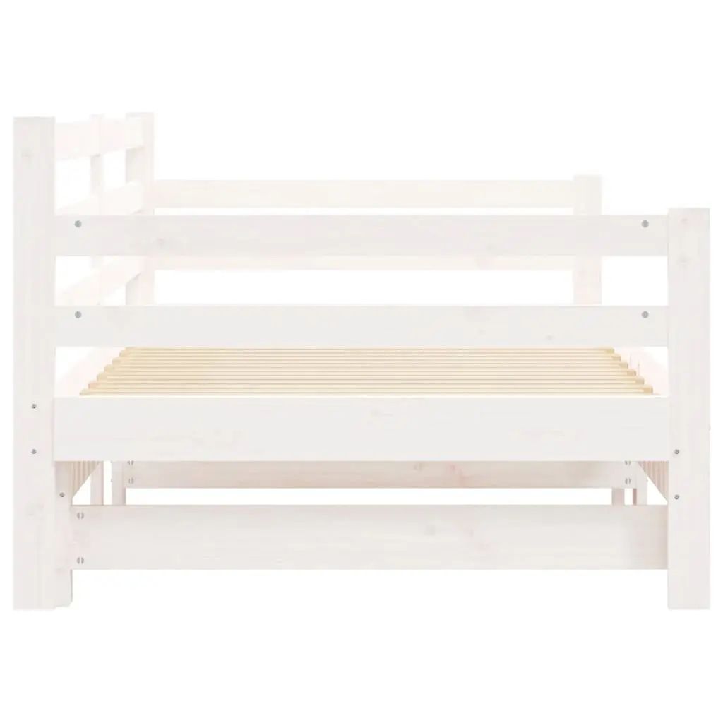 Daybed White Solid Wood 90x190 cm with Trundle