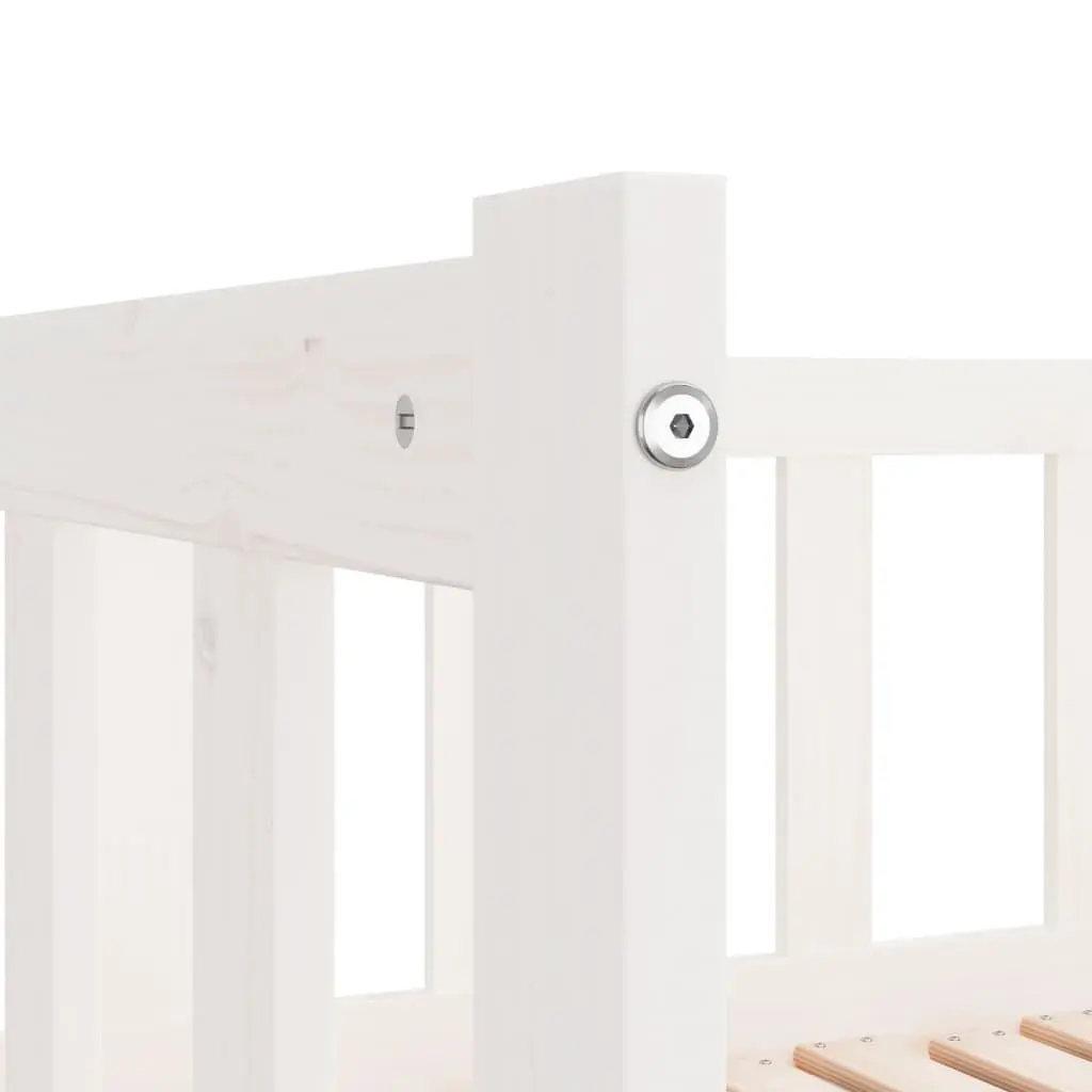 White Solid Wood Day Bed with Pull-Out Trundle 90x190 cm