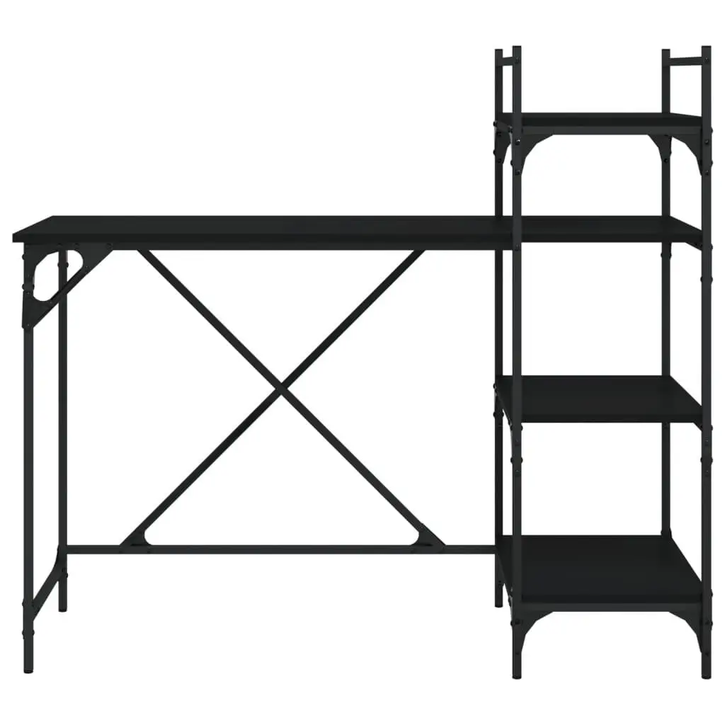 Computer Desk with Shelves Black Office Workstation Storage Organiser