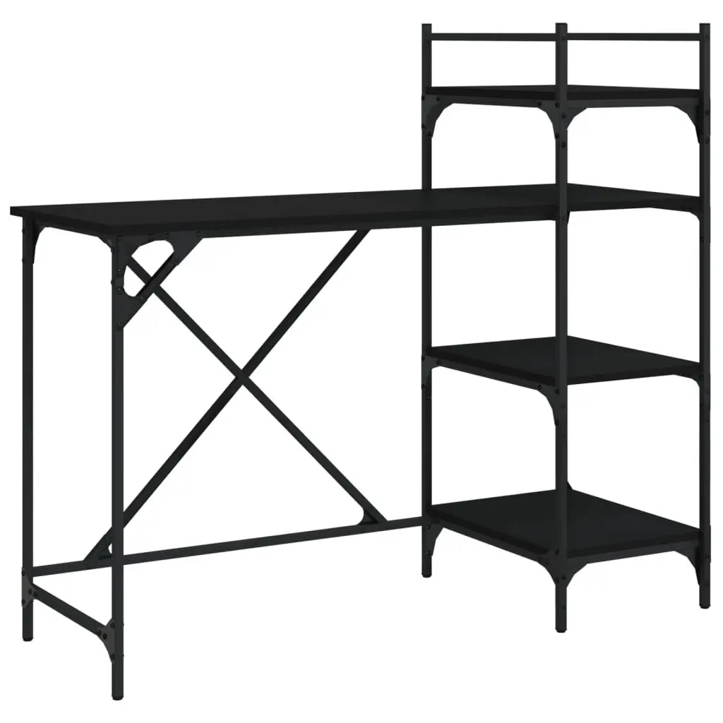Computer Desk with Shelves Black Office Workstation Storage Organiser