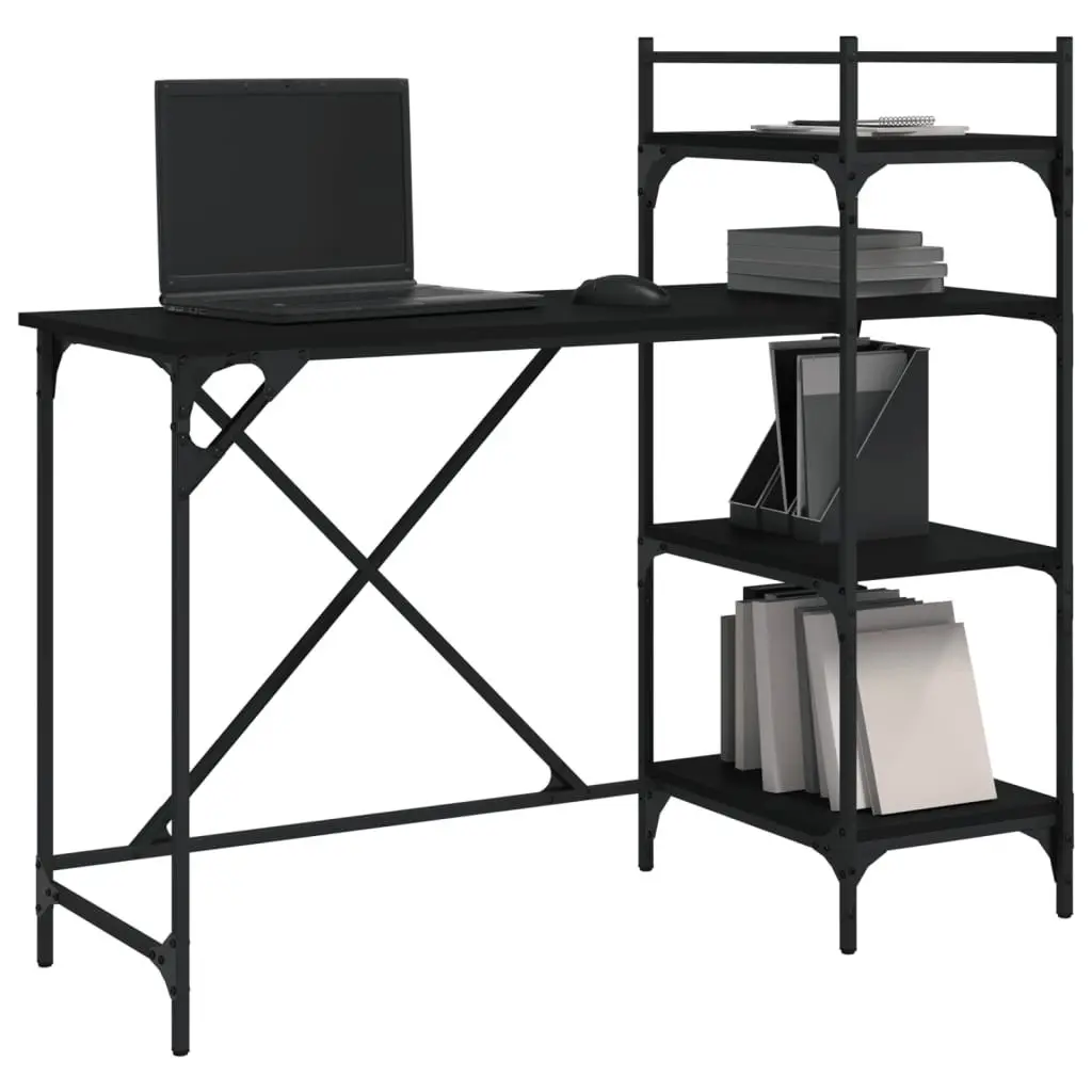 Computer Desk with Shelves Black Office Workstation Storage Organiser