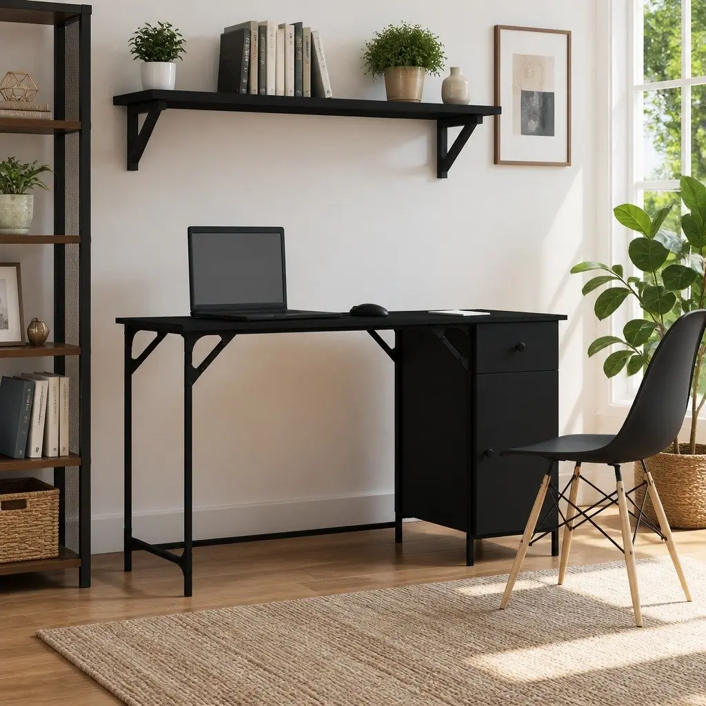 Black Computer Desk for Home Office 131x48x75 cm