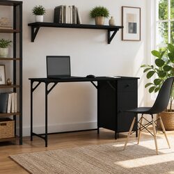 Stylish Black Computer Desk for Home Office 131x48x75 cm