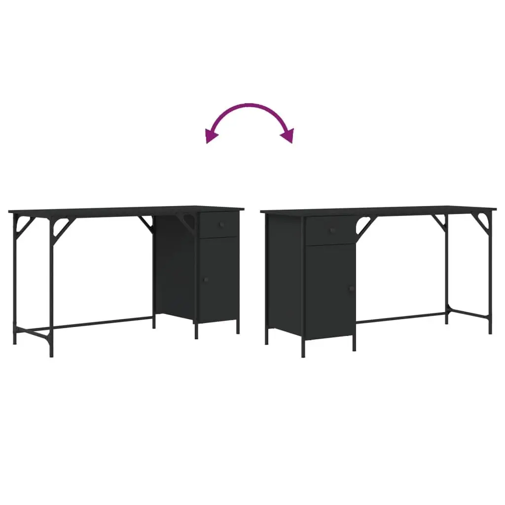 Black Computer Desk for Home Office 131x48x75 cm