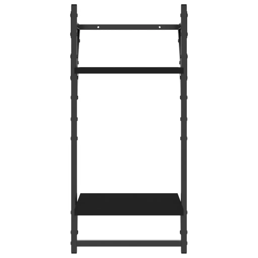 Wall Shelf Set Floating Shelves with Bars Black Engineered Wood 4 Piece