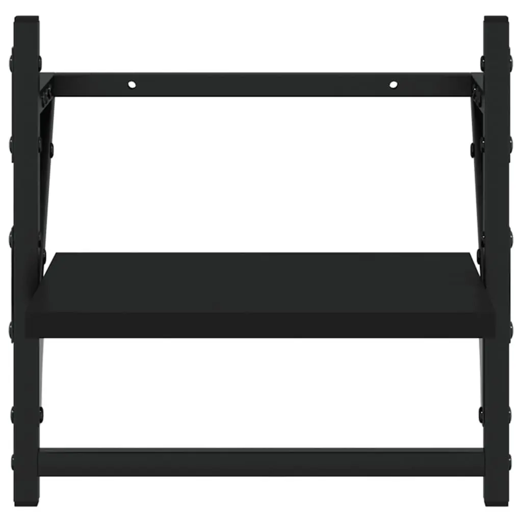 Wall Shelf Set Floating Shelves Bars Black 6 Piece Engineered Wood Storage Organiser Display