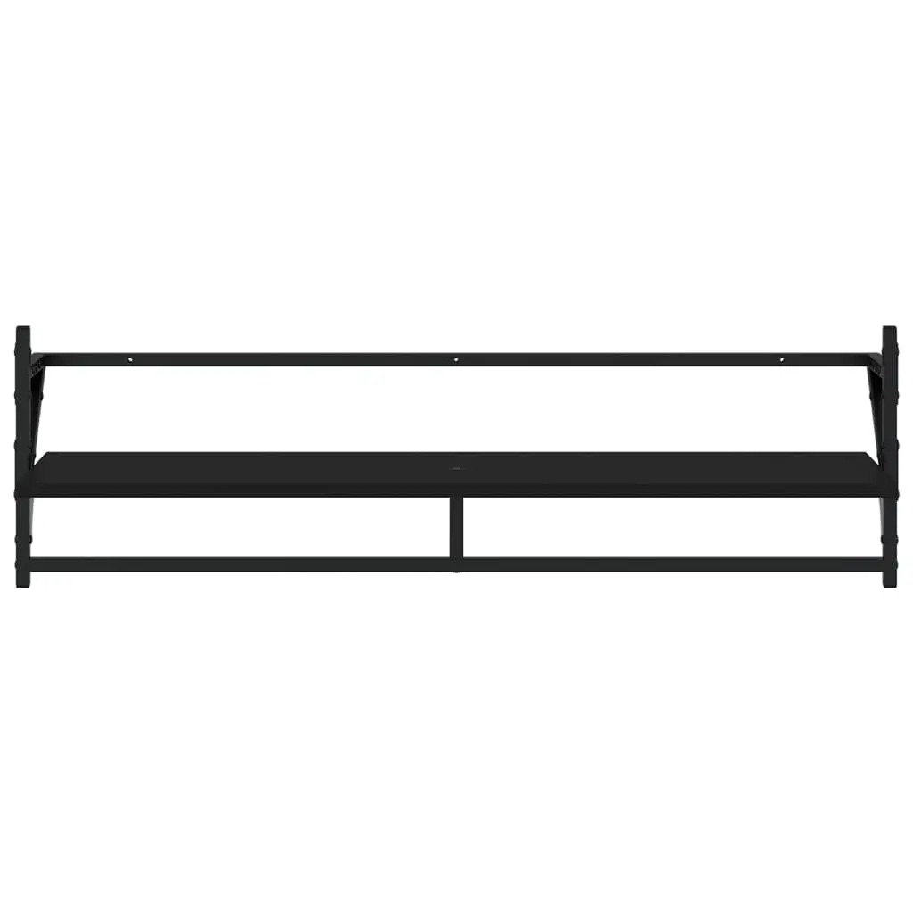 Wall Shelf Set Floating Shelves Bars Black 6 Piece Engineered Wood Storage Organiser Display