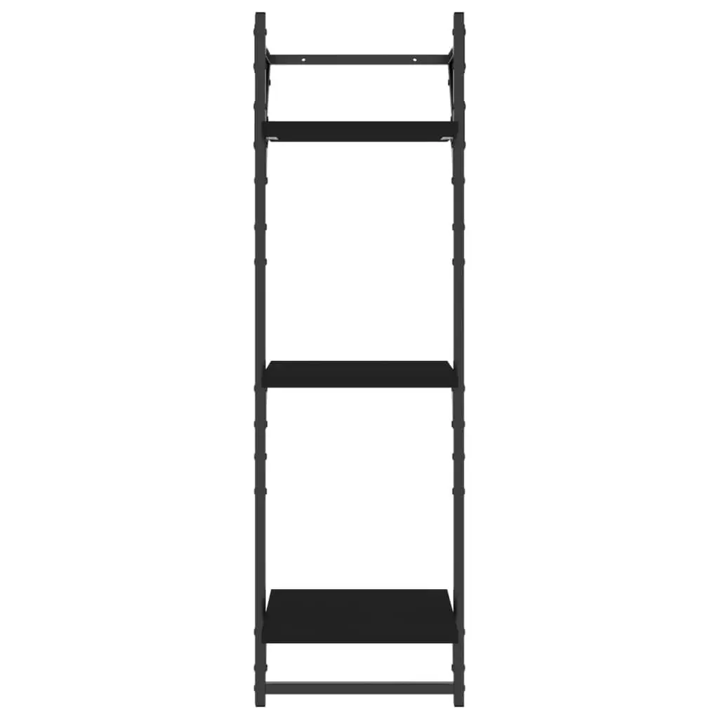 Wall Shelf Set Floating Shelves Bars Black 6 Piece Engineered Wood Storage Organiser Display