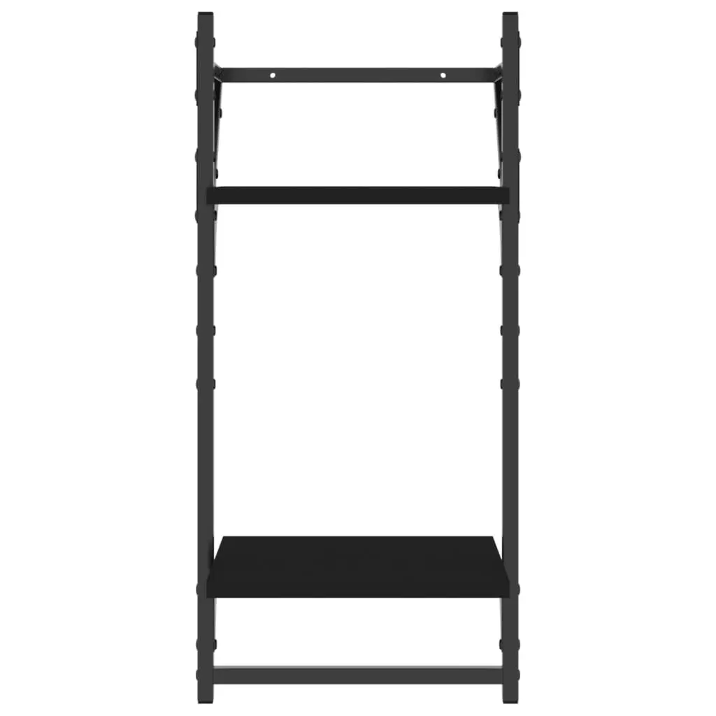 Wall Shelf Set Floating Shelves Bars Black 6 Piece Engineered Wood Storage Organiser Display