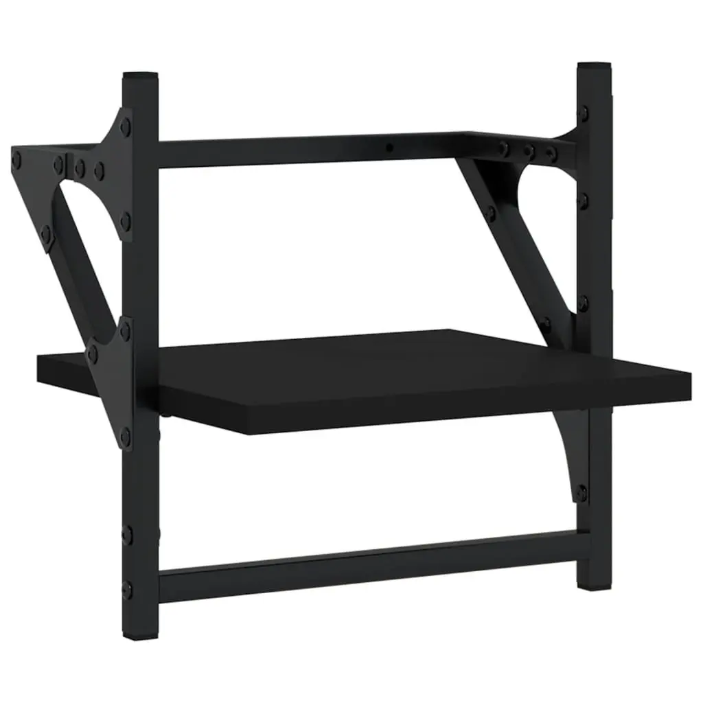 Wall Shelf Set Floating Shelves Bars Black 6 Piece Engineered Wood Storage Organiser Display