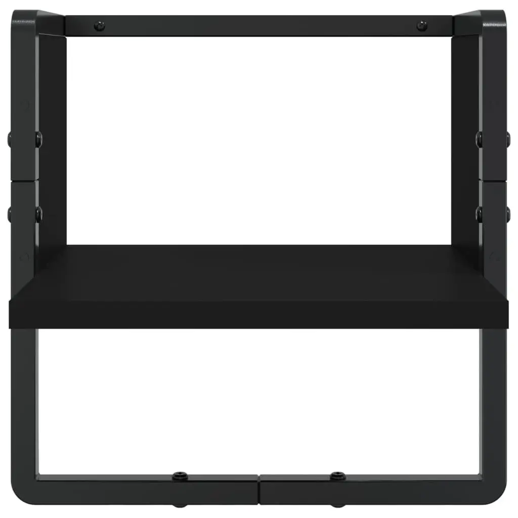 4 Piece Floating Display Shelf Set Black Wall Mounted with Bars Engineered Wood