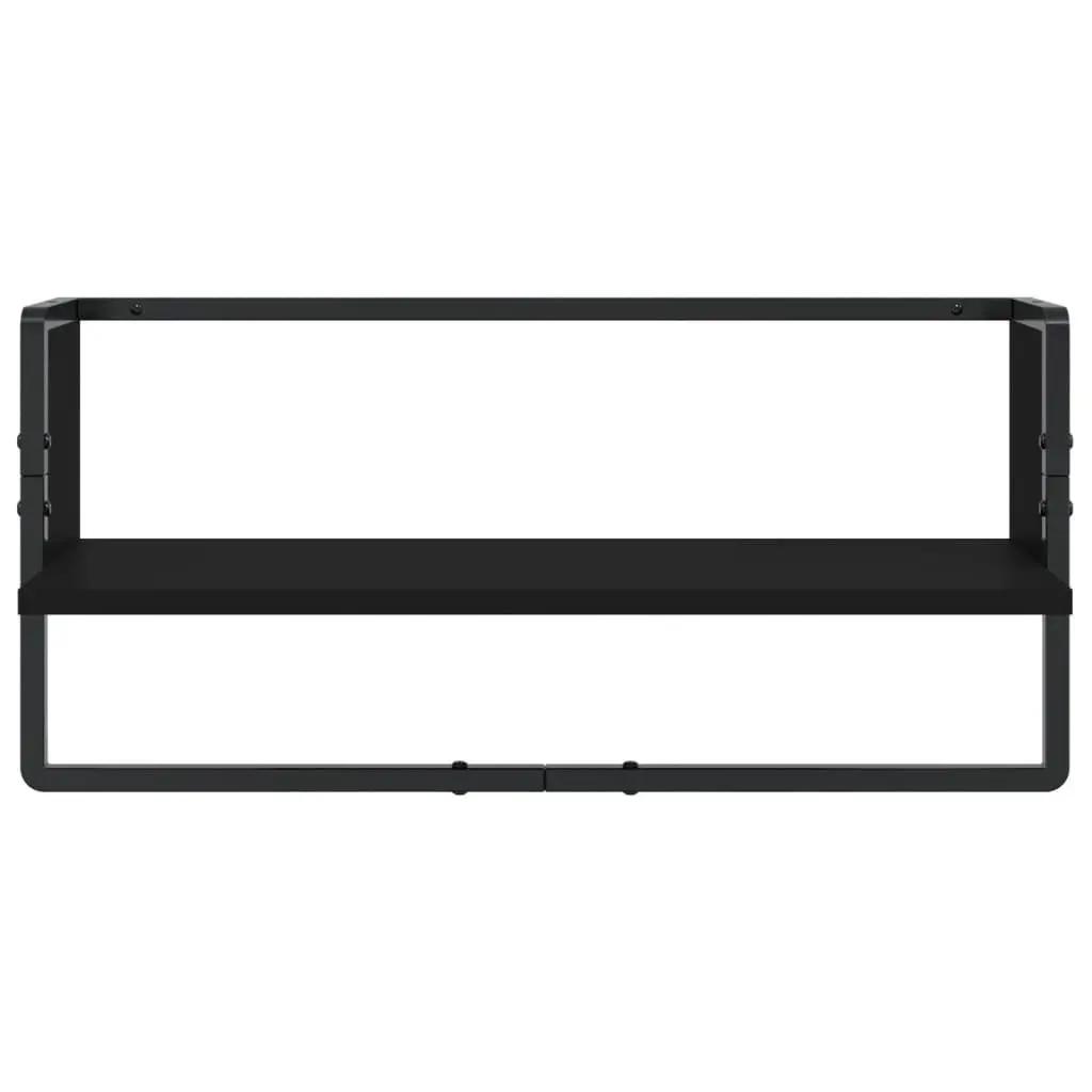 Wall Shelf Set Black Floating Display Shelves with Bars 6 Piece Engineered Wood