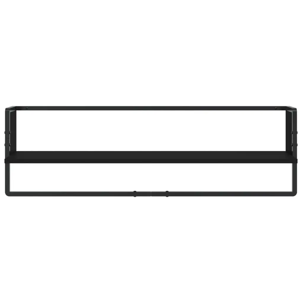 Wall Shelf Set Black Floating Display Shelves with Bars 6 Piece Engineered Wood