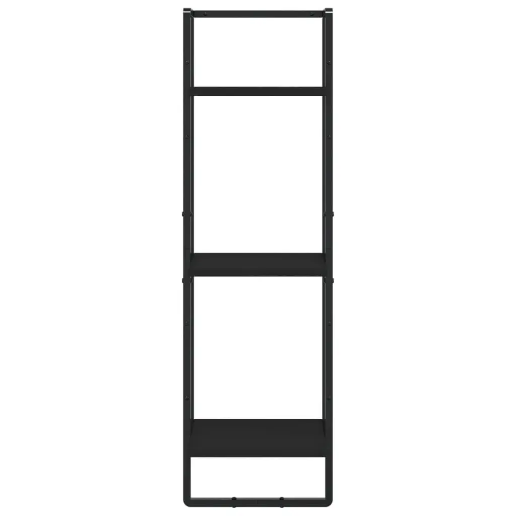 Wall Shelf Set Black Floating Display Shelves with Bars 6 Piece Engineered Wood