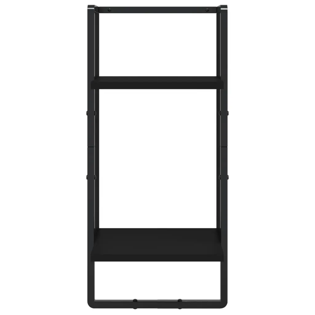 Wall Shelf Set Black Floating Display Shelves with Bars 6 Piece Engineered Wood